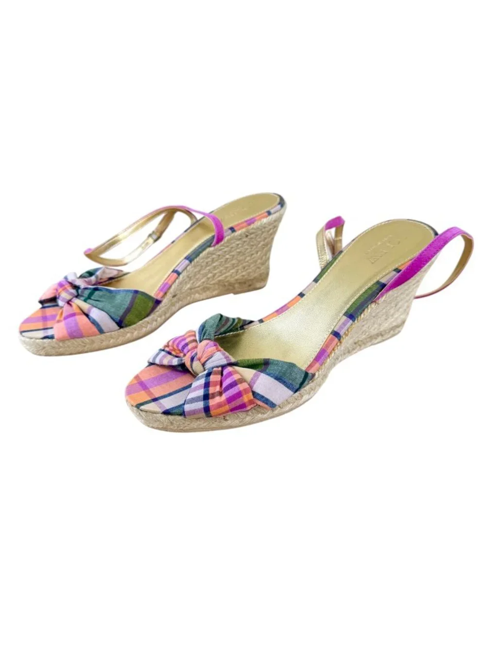 J.Crew Espadrille Wedge Sandals Plaid Madras (10)